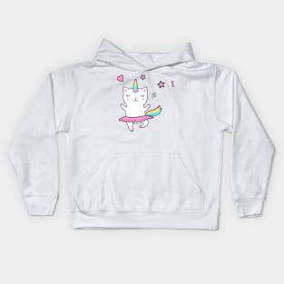 Cute loving Caticorn Ballerina Unicorn girl Kids Hoodie